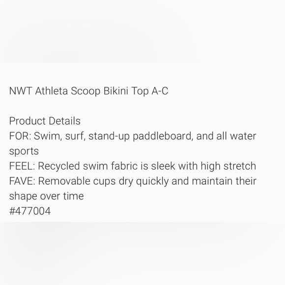 NWT Athleta Scoop Black Bikini Top Size Small A-C - Picture 5 of 6